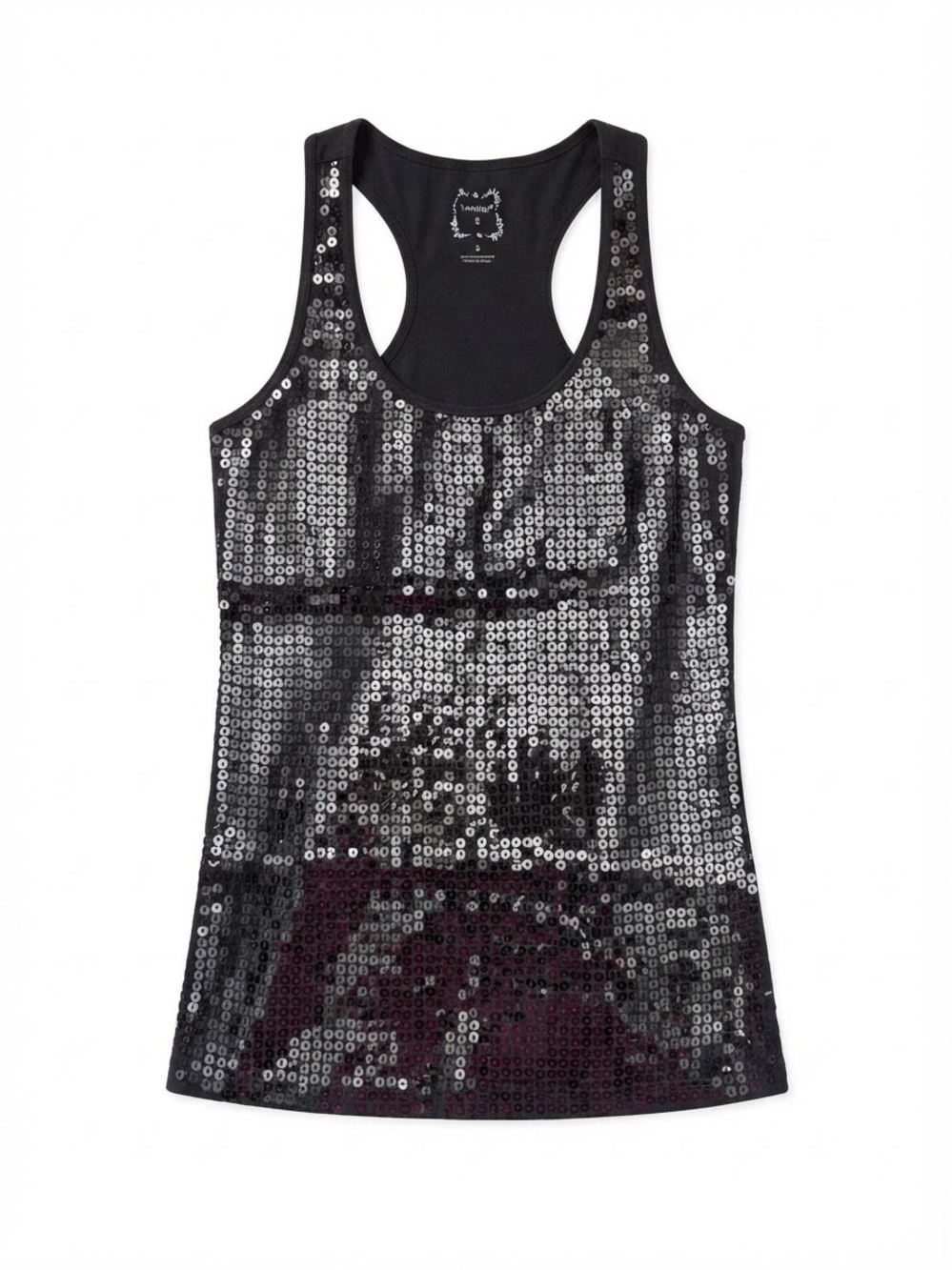 TAMNOON Black Sequin Racerback Tank Top Medium
